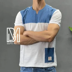 خرید تیشرت مردانه یقه کوبایی جین